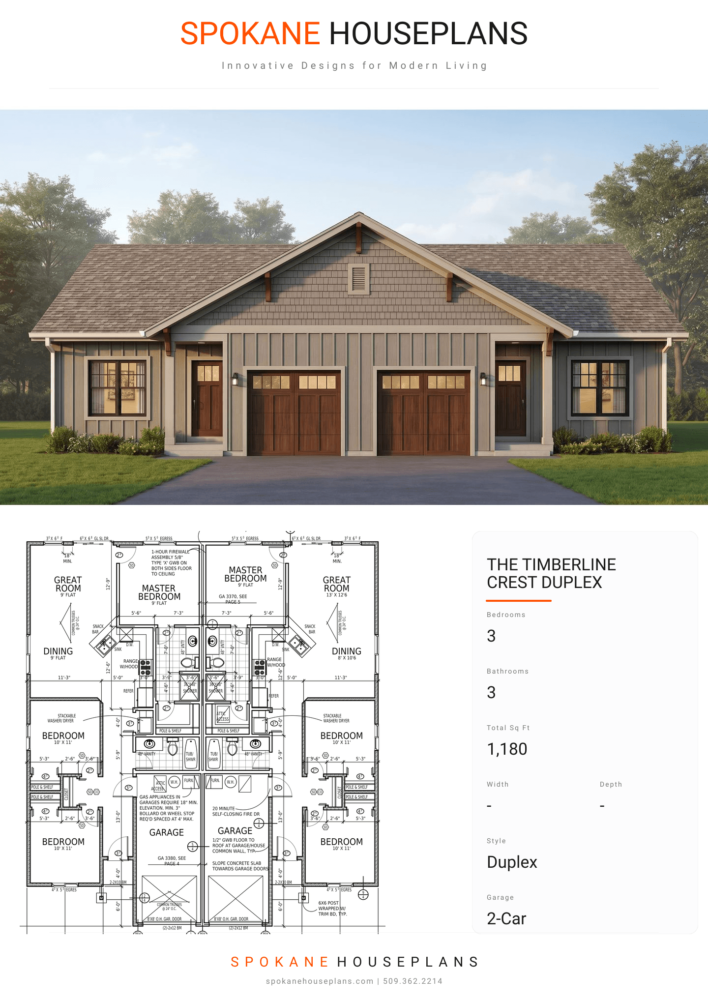 THE TIMBERLINE CREST DUPLEX plan flyer