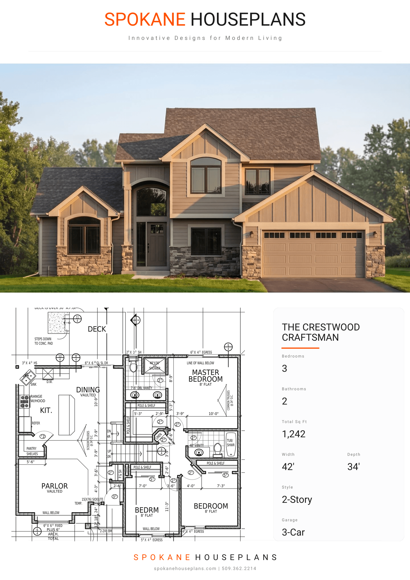 THE CRESTWOOD CRAFTSMAN plan flyer