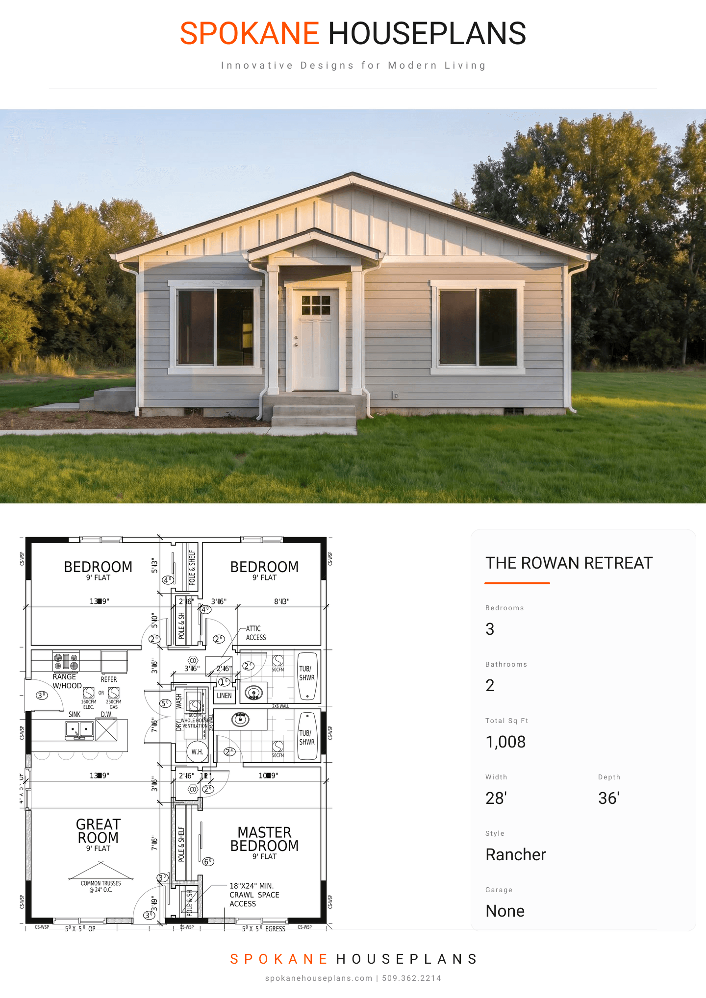 THE ROWAN RETREAT plan flyer