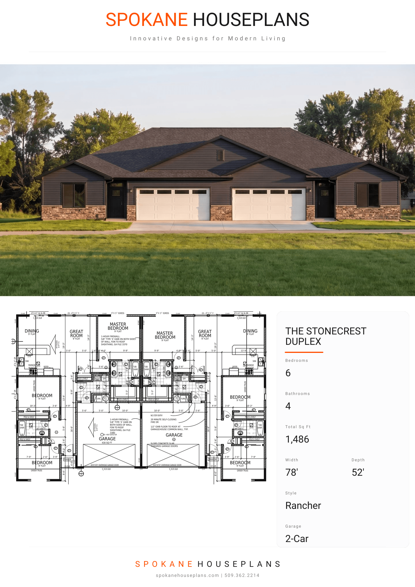 THE STONECREST DUPLEX plan flyer