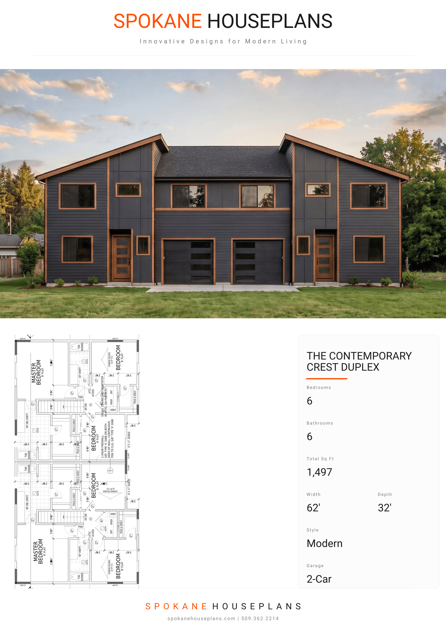 THE CONTEMPORARY CREST DUPLEX plan flyer