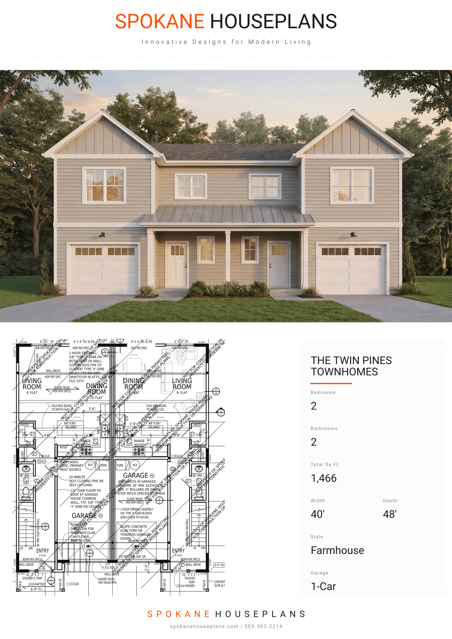 THE TWIN PINES TOWNHOMES plan flyer