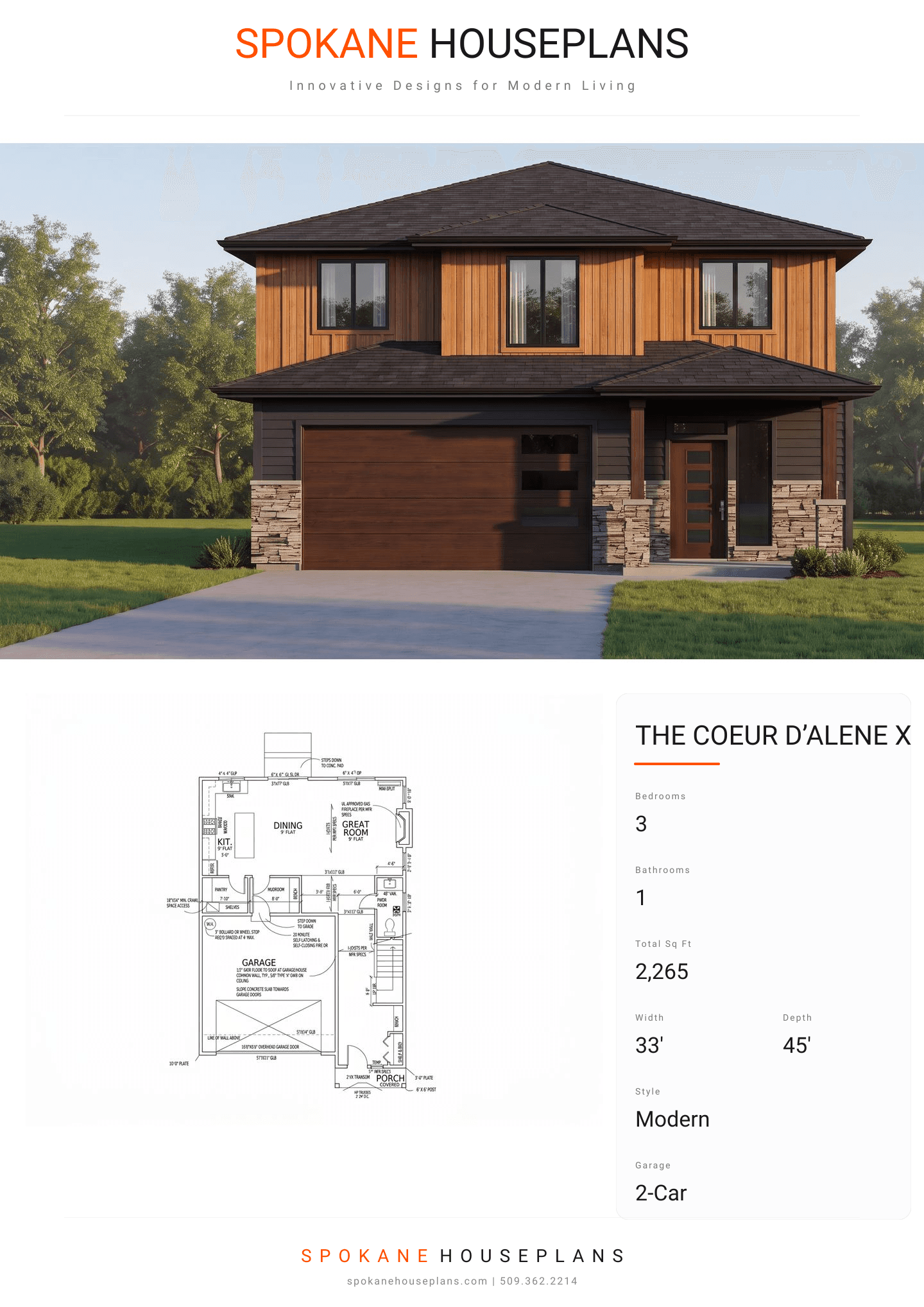 THE COEUR D’ALENE X plan flyer