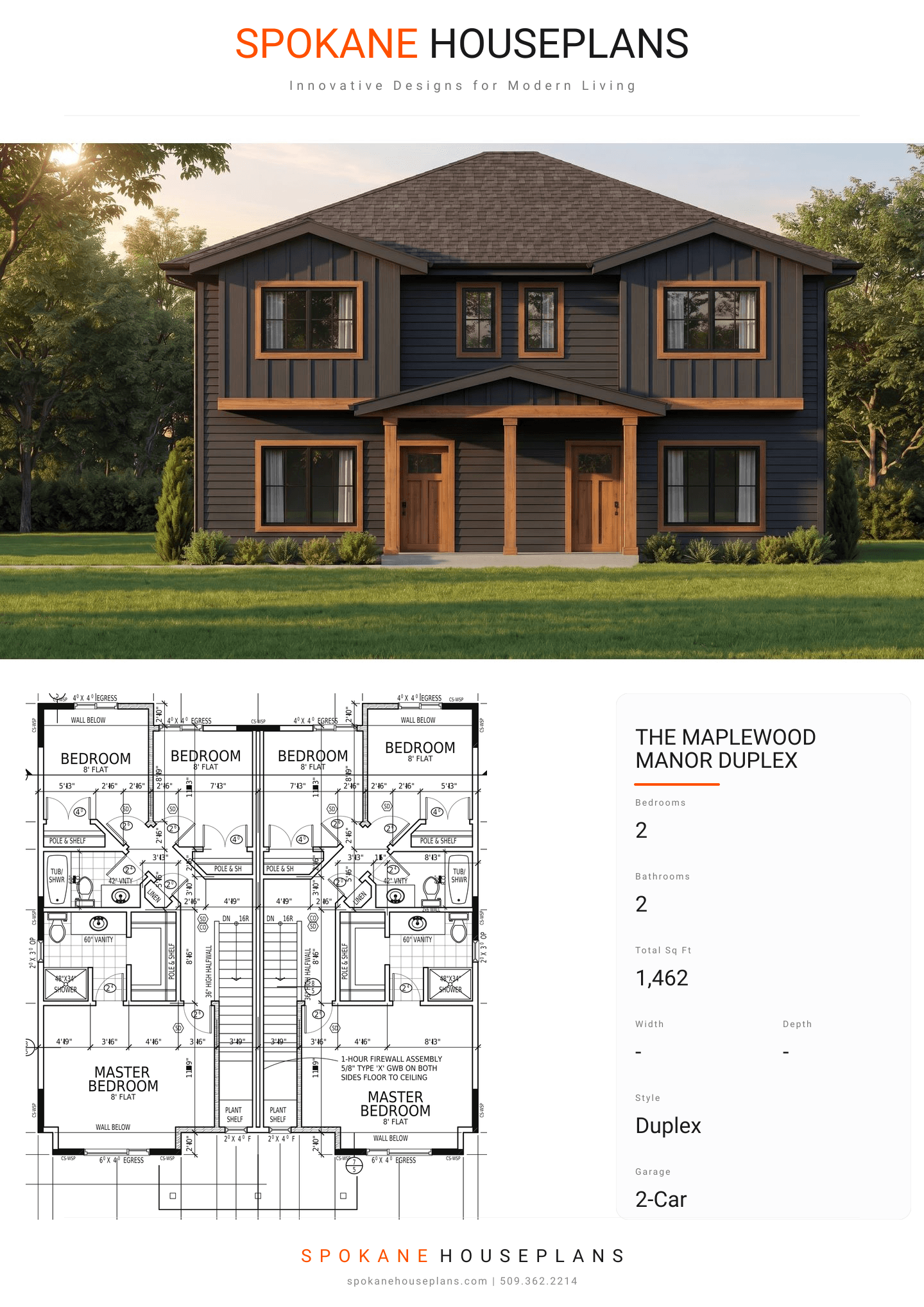 THE MAPLEWOOD MANOR DUPLEX plan flyer