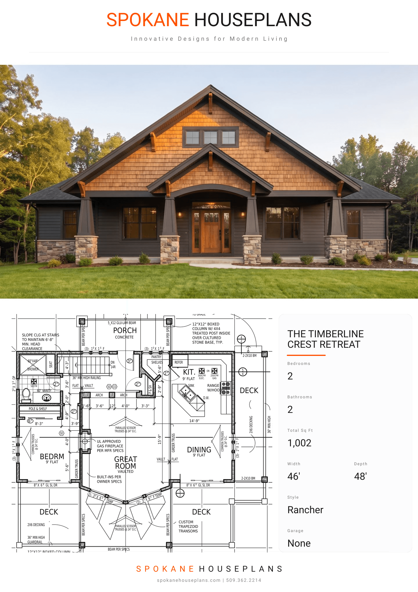 THE TIMBERLINE CREST RETREAT plan flyer
