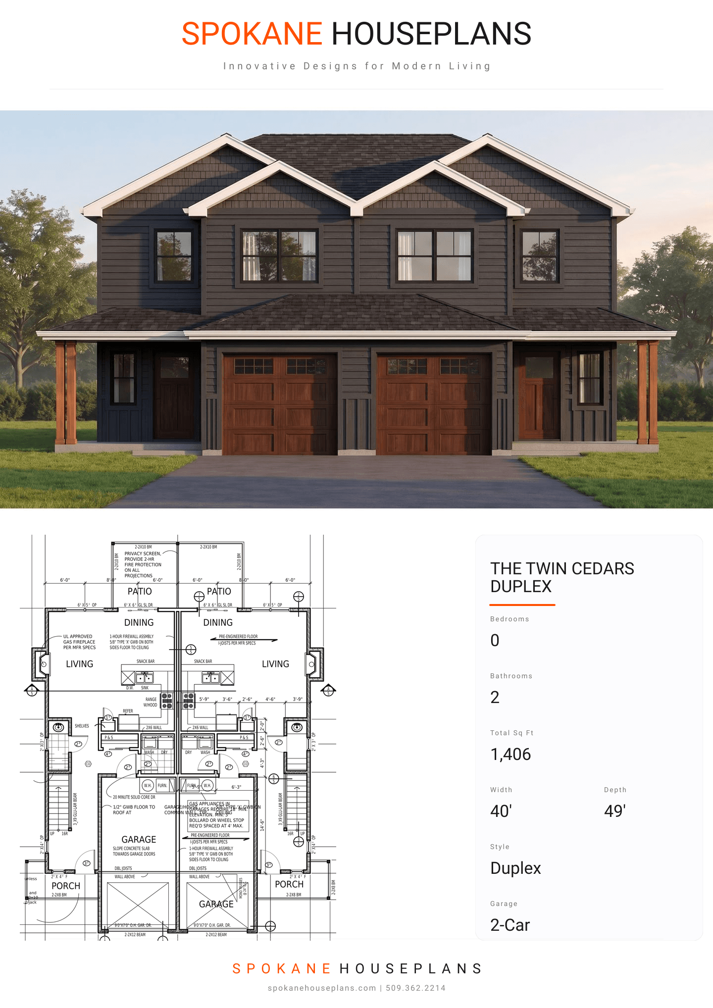 THE TWIN CEDARS DUPLEX plan flyer