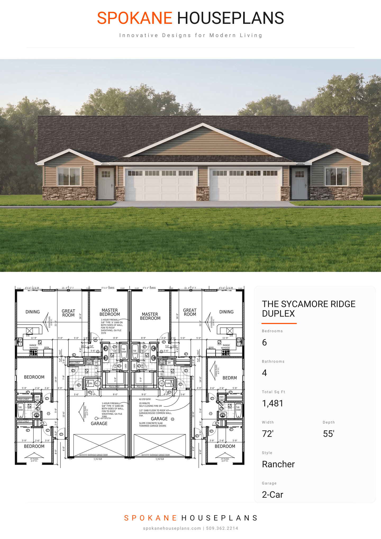 THE SYCAMORE RIDGE DUPLEX plan flyer