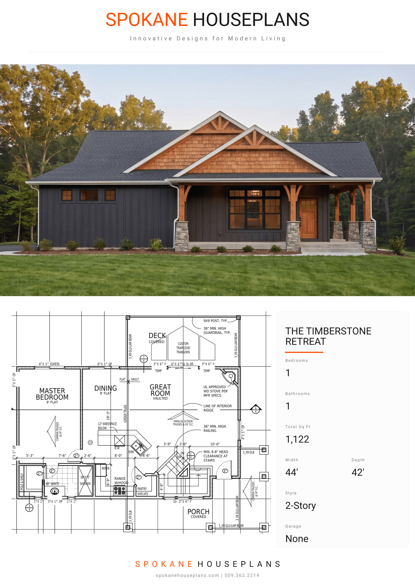 THE TIMBERSTONE RETREAT plan flyer