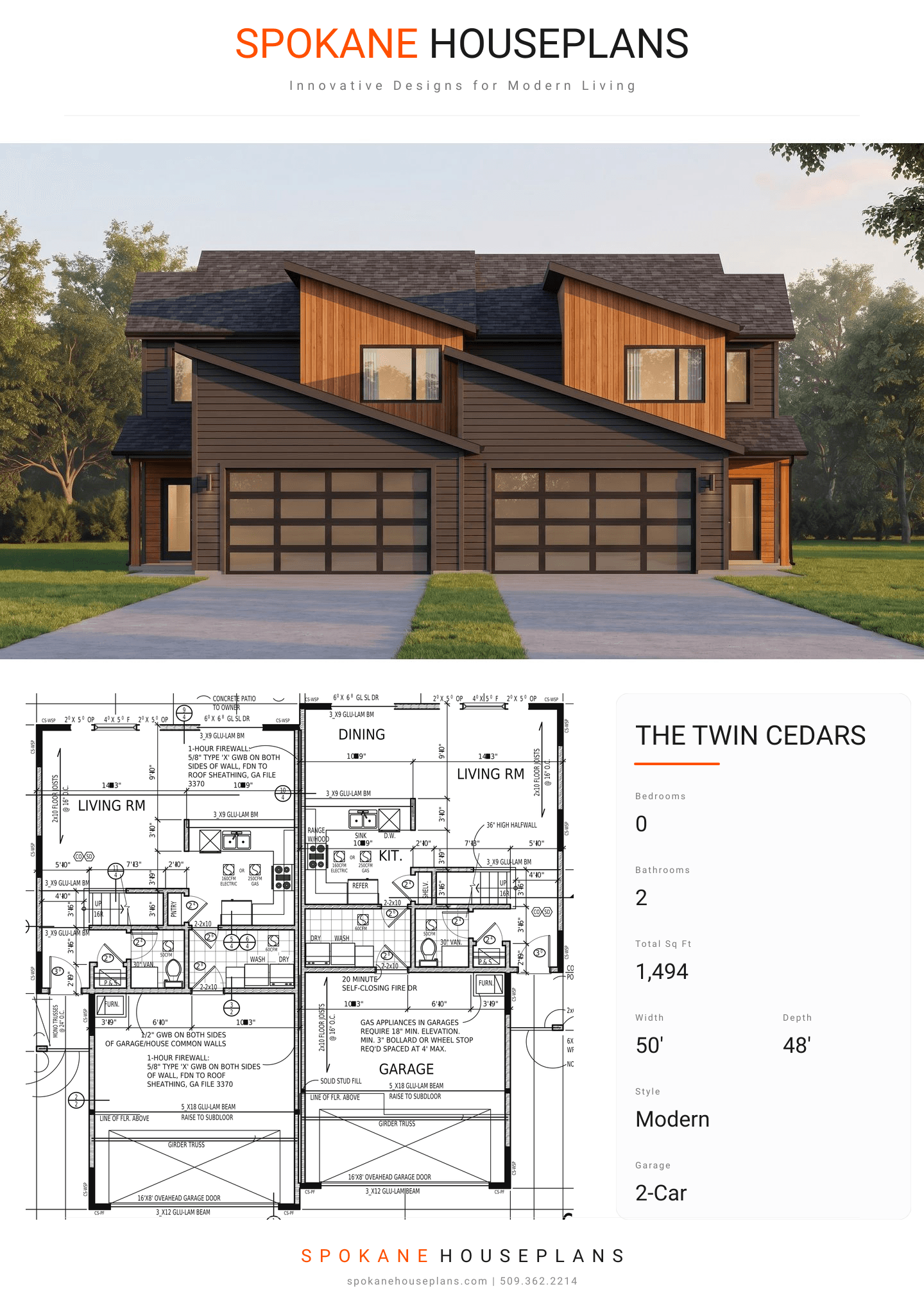 THE TWIN CEDARS plan flyer