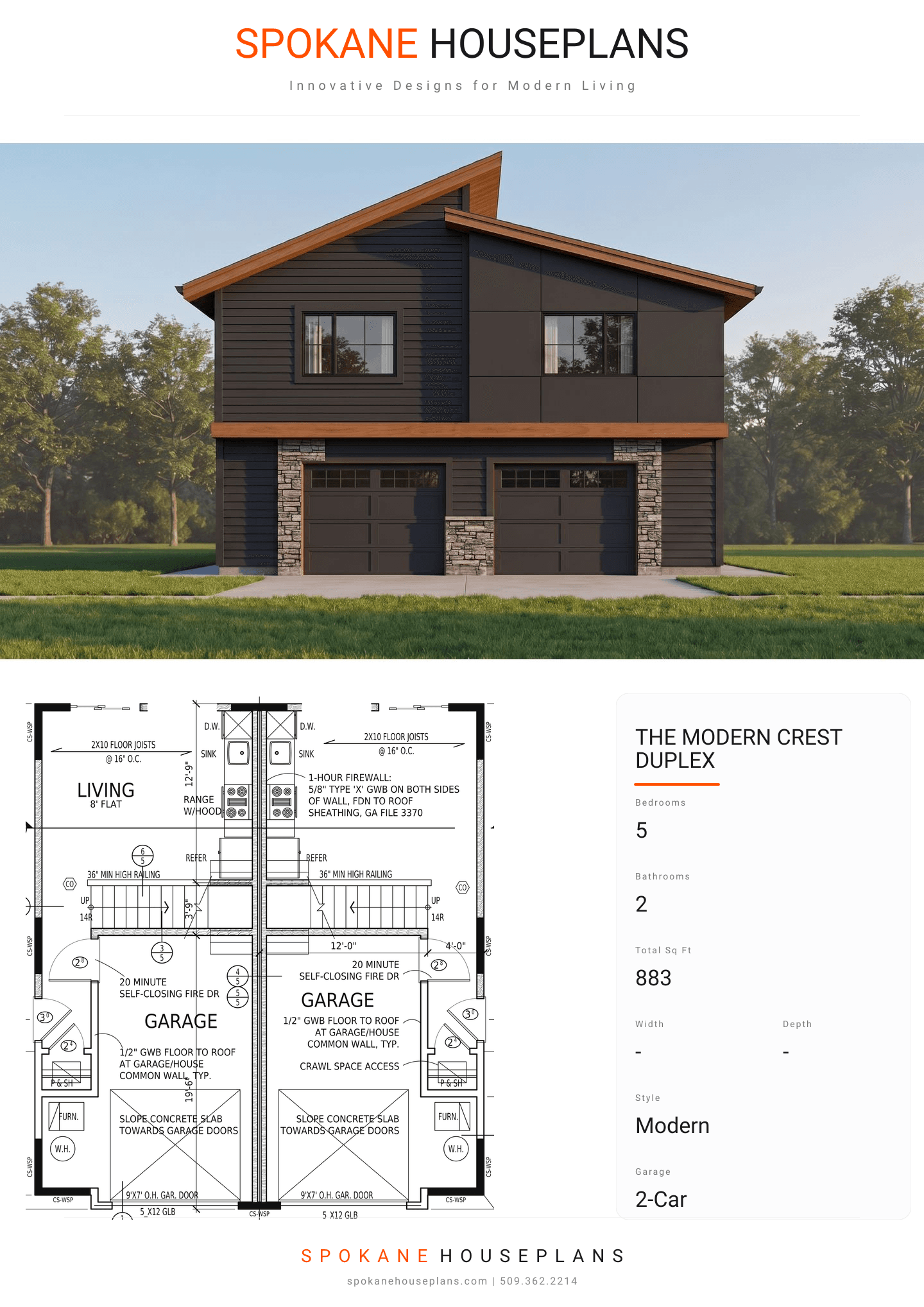THE MODERN CREST DUPLEX plan flyer
