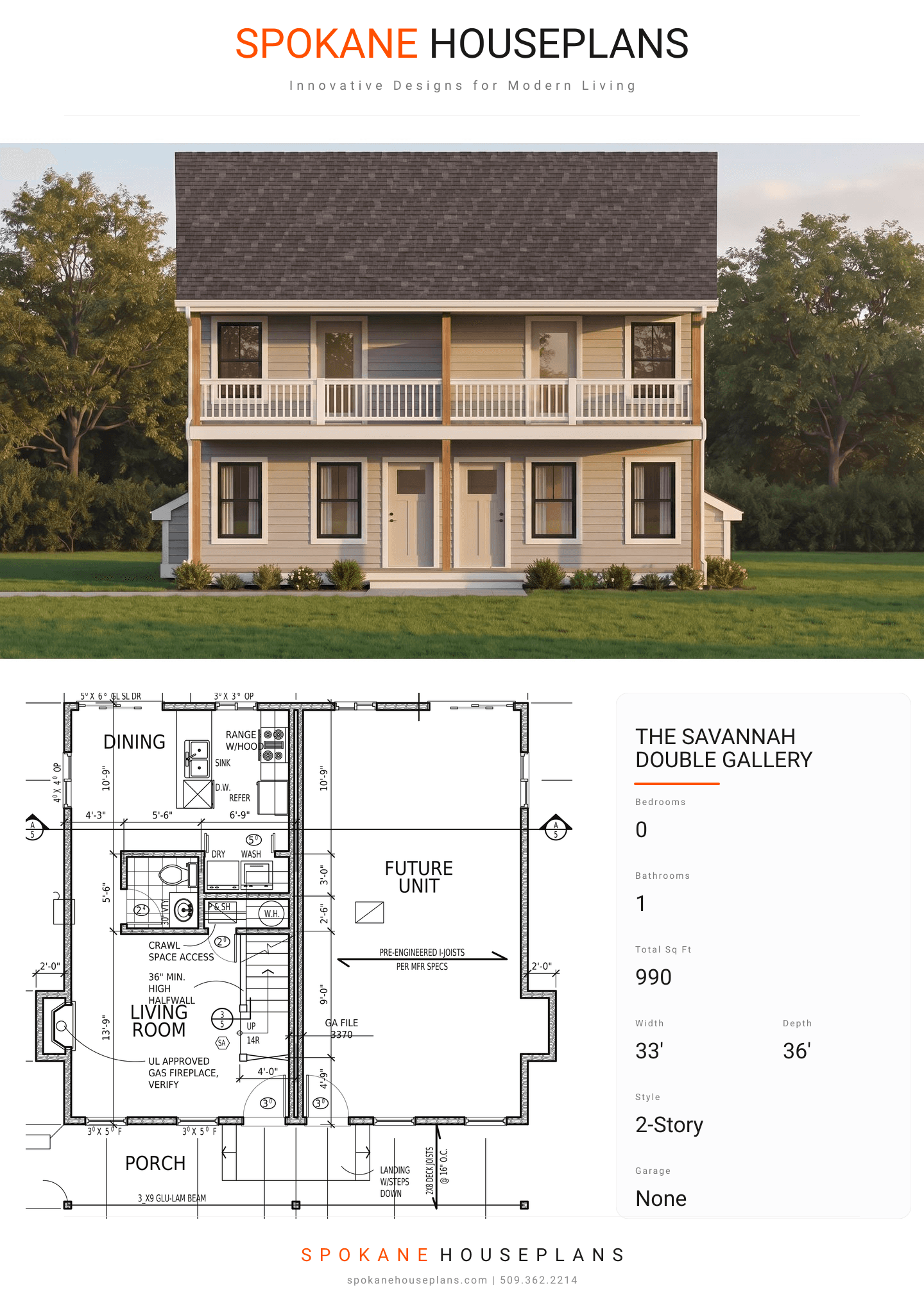 THE SAVANNAH DOUBLE GALLERY plan flyer