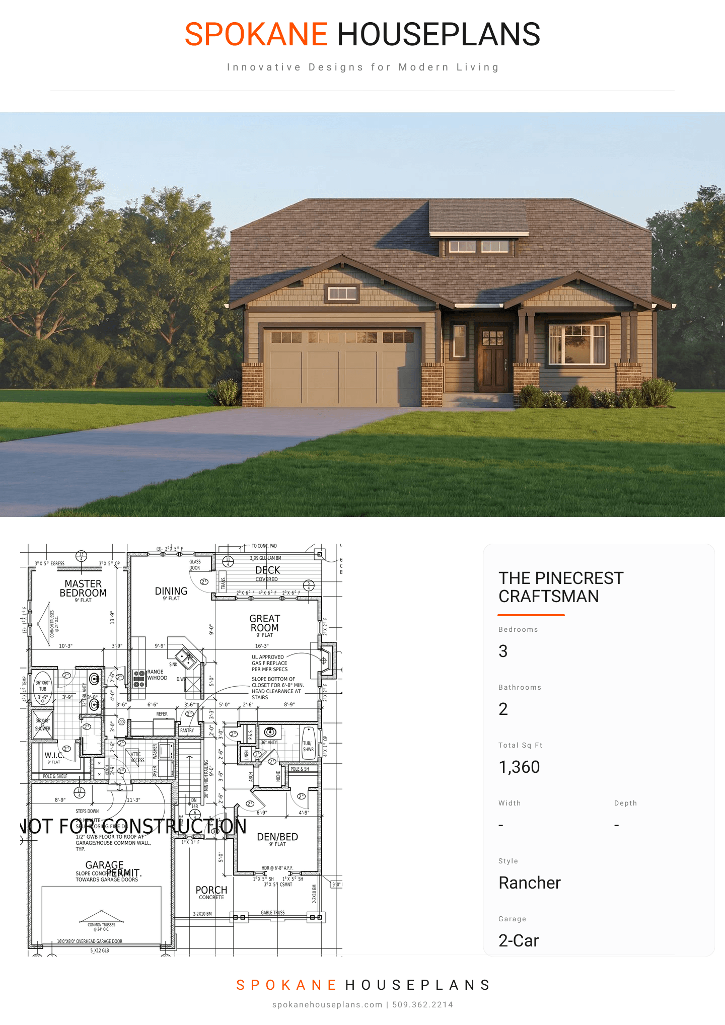 THE PINECREST CRAFTSMAN plan flyer