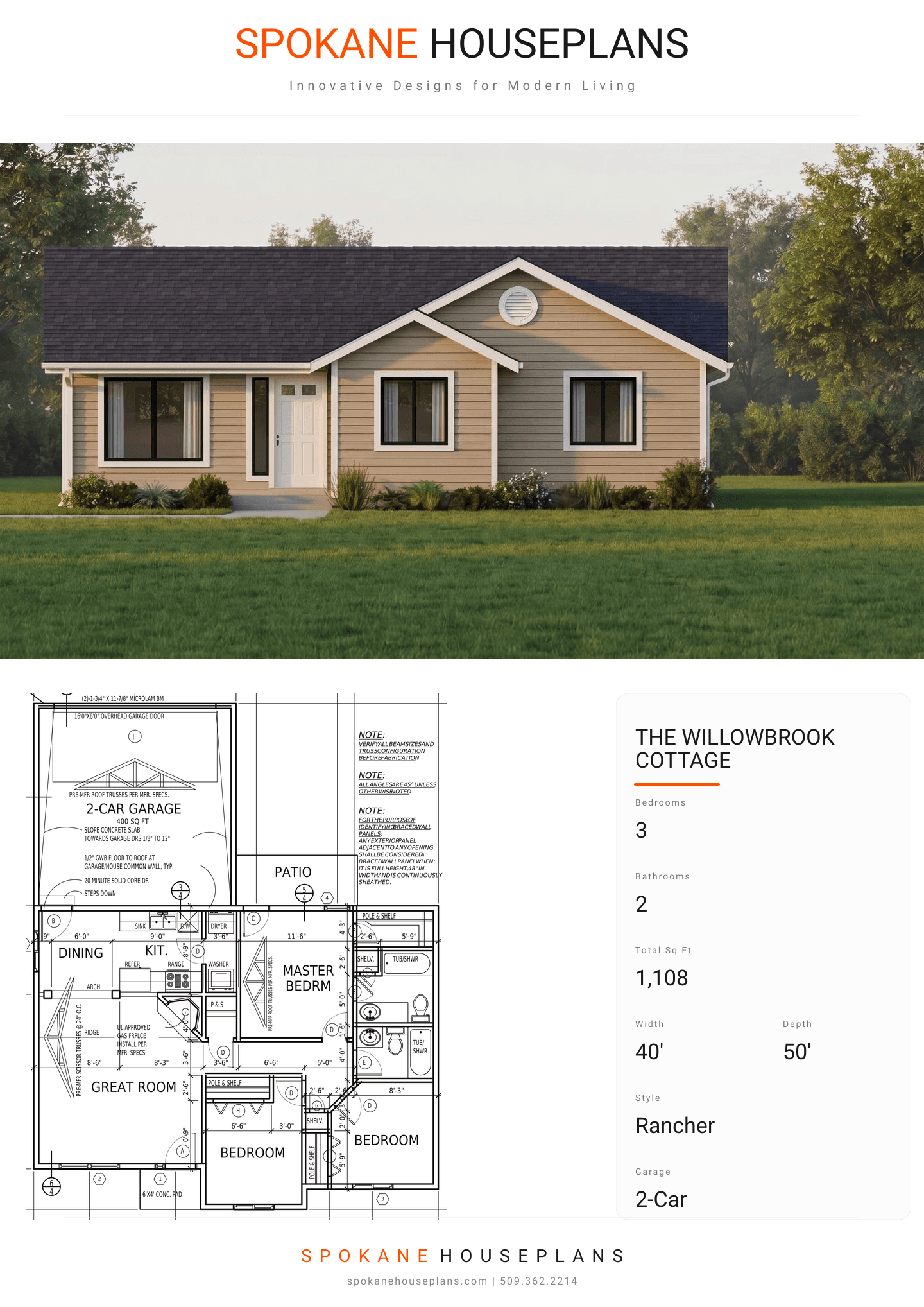THE WILLOWBROOK COTTAGE plan flyer