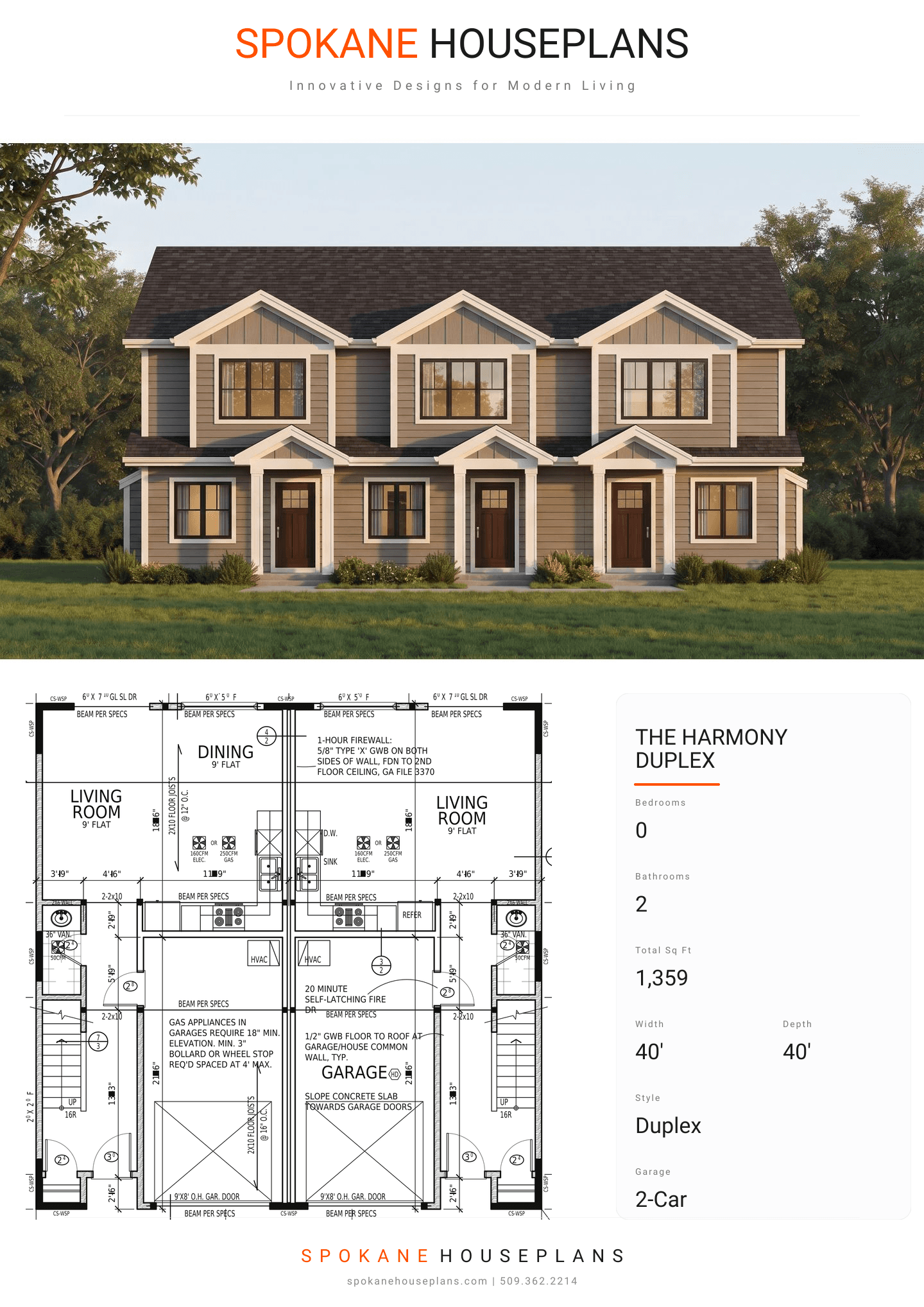 THE HARMONY DUPLEX plan flyer